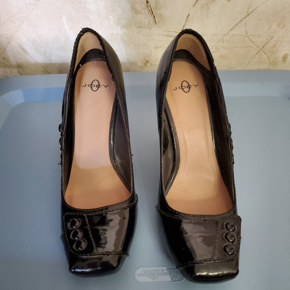 Joey Leather Button Detail Heels